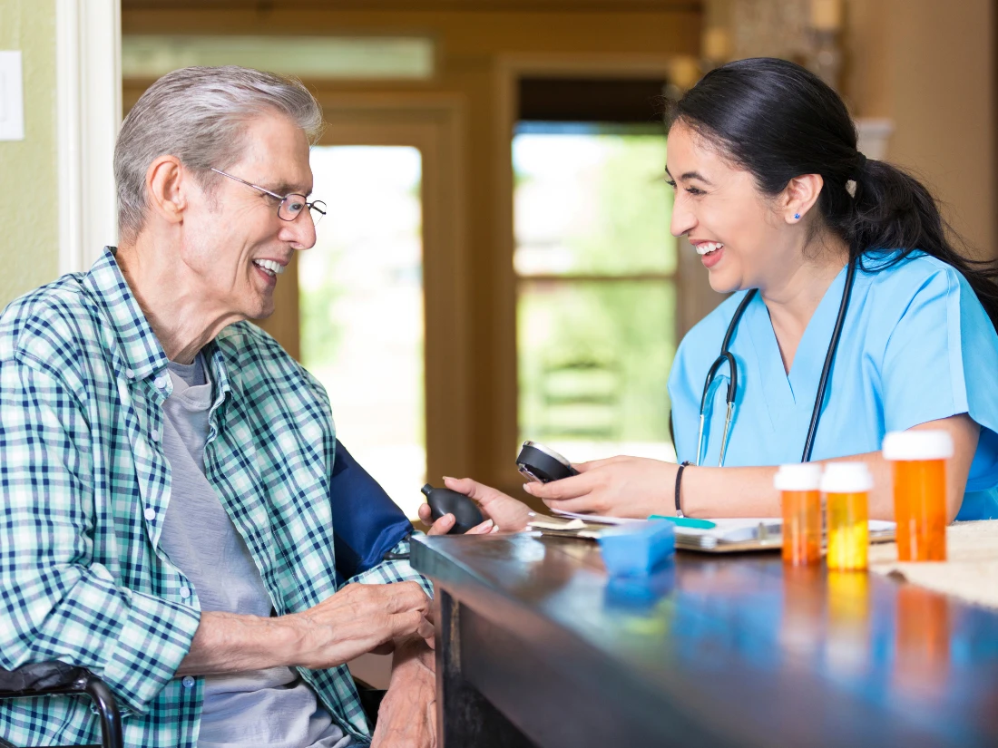 A medical social worker supporting a senior through care planning and community resource coordination in Alexandria City, VA.